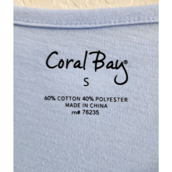 TOP/BLOUSE-CORAL BAY-Light Blue-Rabbit-Faux Pearls-Rhinestones-Size Small - Picture 8 of 16